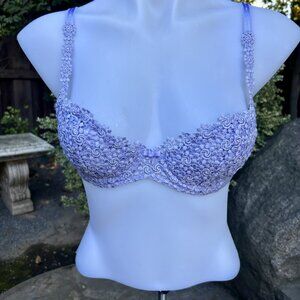 Felina Periwinkle  Lace Demi Lightly Padded Underwire Bra   Size 36A